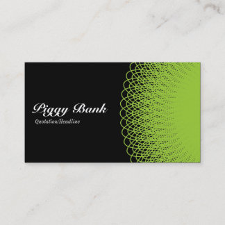 Tarjeta De Visita Piggy Bank - Verde sobre negro