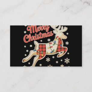 Tarjeta De Visita Pijama Rojo de Cuadros Reno Búfalo Feliz Navidad