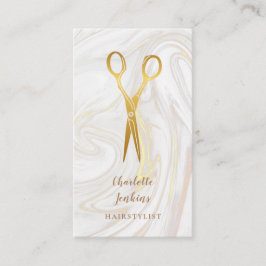 Tarjeta De Visita Pijeras de oro de mármol de peluquería