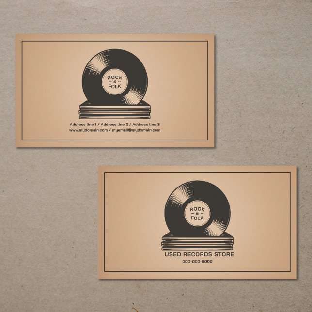 Tarjeta De Visita Pila de discos de vinilo (Stack of Vinyl Records Business Card)