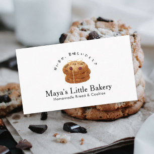 Tarjeta De Visita Pila de Galletas Rústicas Acuarela Panadería