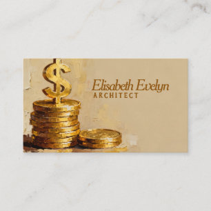 Tarjeta De Visita Pila de monedas de oro al estilo pictórico g970