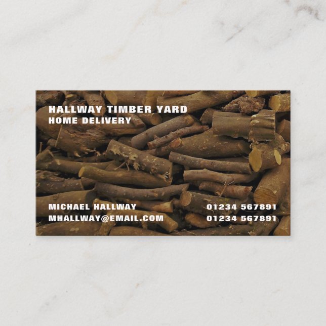 Tarjeta De Visita Pila de troncos de madera, maderera/madera (Anverso)