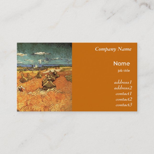 Tarjeta De Visita pilas de trigo con Reaper de Vincent van Gogh (Anverso)