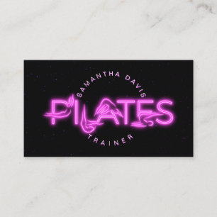 Tarjeta De Visita Pilates Instructor en neón rosa
