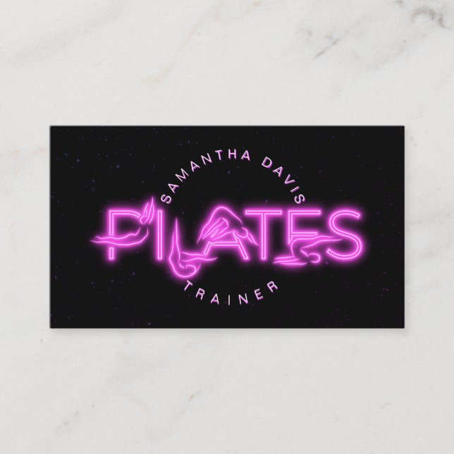 Tarjeta De Visita Pilates Instructor en neón rosa (Anverso)