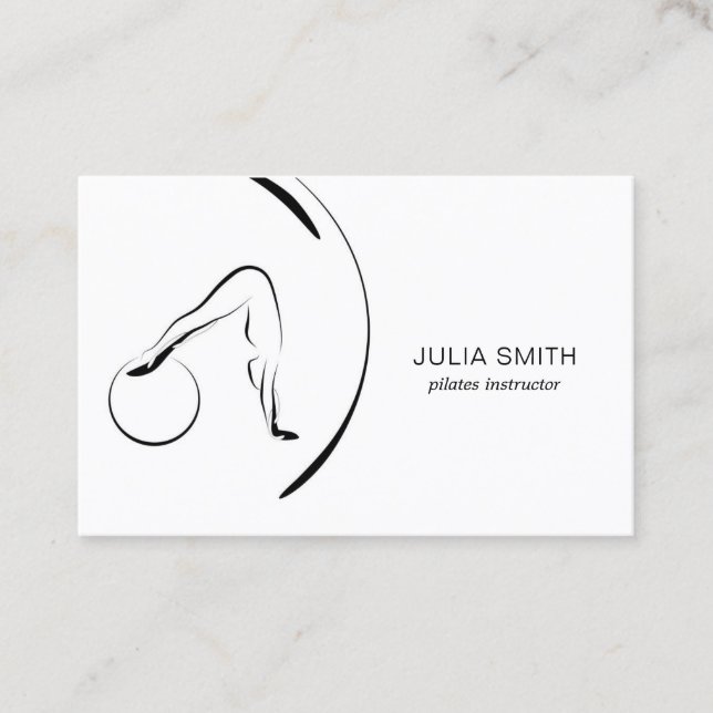 Tarjeta De Visita Pilates Instructor Pilates Poses con pelota de Pil (Anverso)
