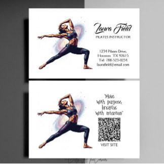 Tarjeta De Visita Pilates Yoga Instructor Minimalist