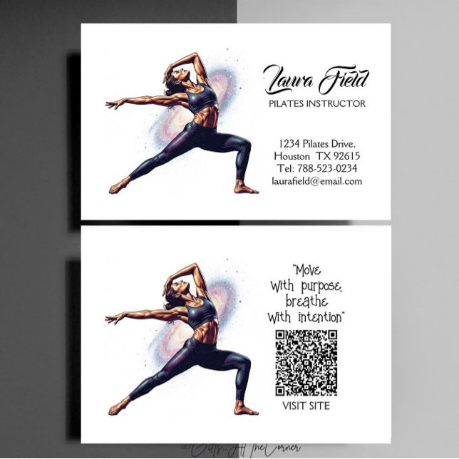 Tarjeta De Visita Pilates Yoga Instructor Minimalist (Subido por el creador)