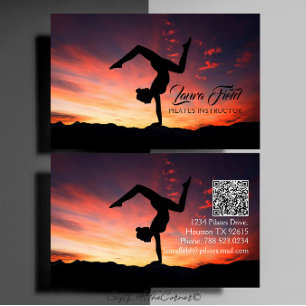 Tarjeta De Visita Pilates Yoga Instructor Sunset