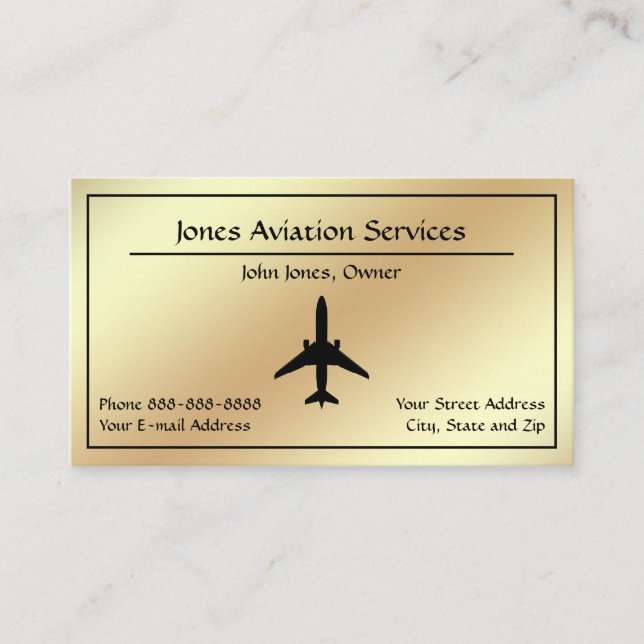 Tarjeta De Visita Pilot Aviation Service Jet Plane Business Card (Anverso)