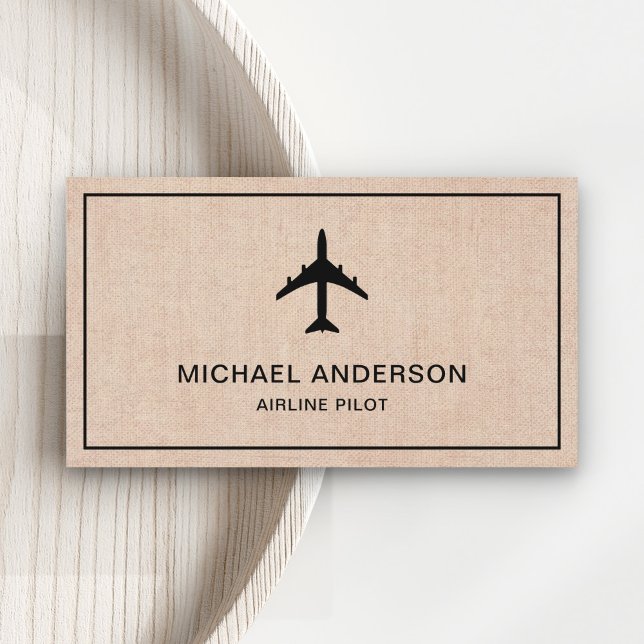 Tarjeta De Visita Piloto aéreo para aviones de reacción de Burlap (Subido por el creador)