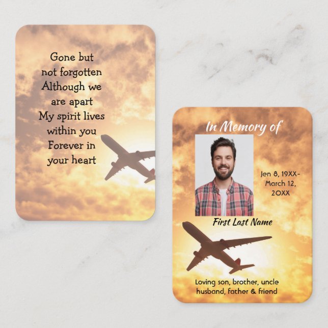 Tarjeta De Visita Piloto de avión conmemorativo fotográfico Keepsake (Anverso / Reverso)