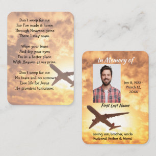 Tarjeta De Visita Piloto de avión conmemorativo fotográfico Keepsake