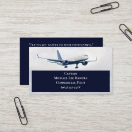 Tarjeta De Visita Piloto de capitán de avión blanco de la marina