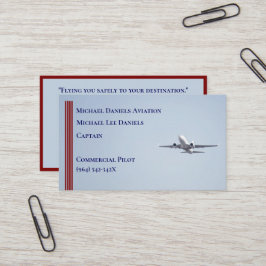 Tarjeta De Visita Piloto de capitán de avión comercial de franjas ro
