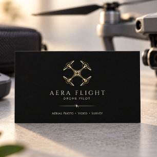 Tarjeta De Visita Piloto de Dron de Oro Negro