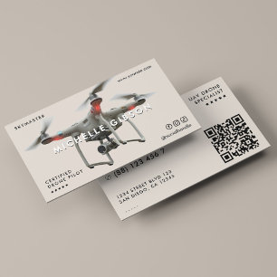 Tarjeta De Visita Piloto de dron mínimo Operador de UAV Beige Arena