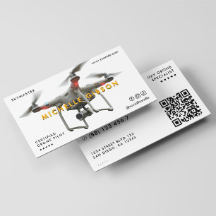 Tarjeta De Visita Piloto de dron Operador moderno de UAV Código QR b