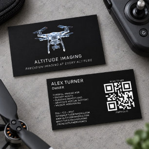 Tarjeta De Visita Piloto de Dron UAV Fotografía Código QR Moderno Ne