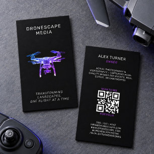 Tarjeta De Visita Piloto de Drone Fotografía UAV Código QR Moderno N