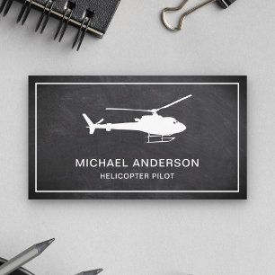 Tarjeta De Visita Piloto de Helicóptero Moderno Pizarra Negra