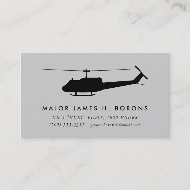 Tarjeta de visita piloto de huey UH-1 con patrón (Anverso)