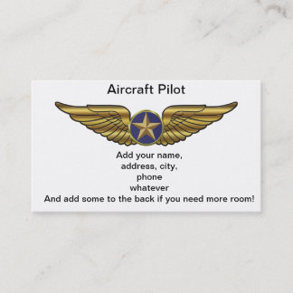 Tarjeta De Visita Piloto de los aviones