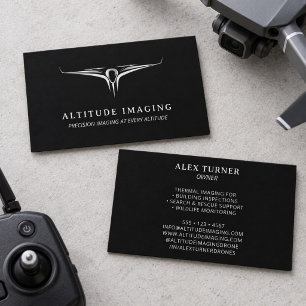 Tarjeta De Visita Piloto de Negocios de Drones Fotografía Cool Negro