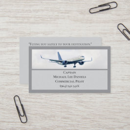 Tarjeta De Visita Piloto del capitán del avión blanco gris