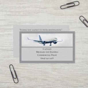 Tarjeta De Visita Piloto del capitán del avión blanco gris