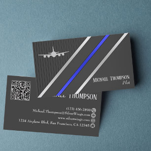 Tarjeta De Visita Piloto Profesional de Código QR Aeronáutica con Es