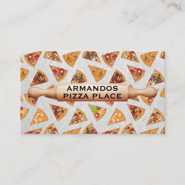 Tarjeta De Visita Pin rodante de madera | Pizza Slices (Anverso)