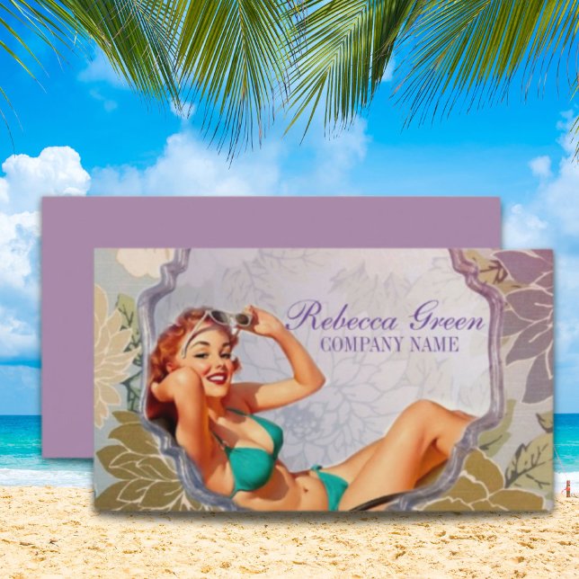 Tarjeta De Visita Pin Up Chica Hair Makeup Elegante Salón Tanning (Pin Up Girl Hair Makeup Stylist Tanning Salon Business Card)