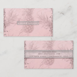 Tarjeta De Visita Piña Brillante Rosa Dorado Tropical Chic