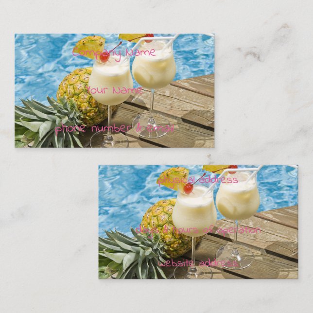 Tarjeta De Visita piña colada piña (Anverso / Reverso)