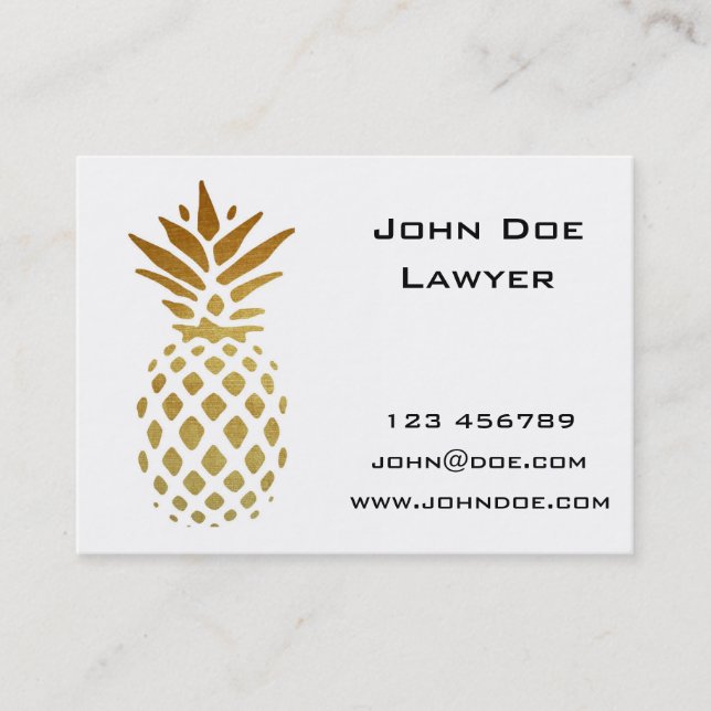 Tarjeta De Visita Piña de oro, fruta en oro (Anverso)