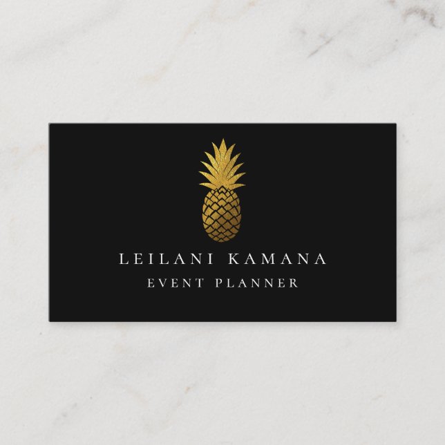 Tarjeta De Visita Piña elegante del oro (Anverso)