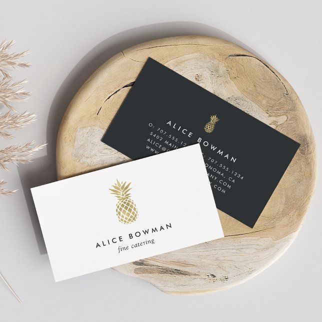Tarjeta De Visita Piña Faux Gold (Subido por el creador)