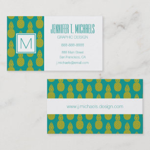 Tarjeta De Visita Piña Fruta tropical Monograma