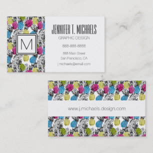 Tarjeta De Visita Piñas y hojas de palma del arte pop