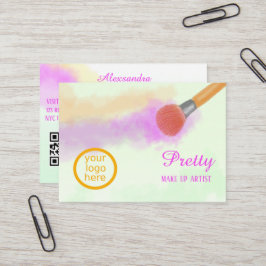 Tarjeta De Visita Pincel acuarela Belleza Profesional maquillaje
