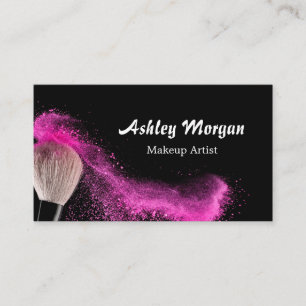 Tarjeta De Visita Pincel Artista de maquillaje Polvo Blanco negro de
