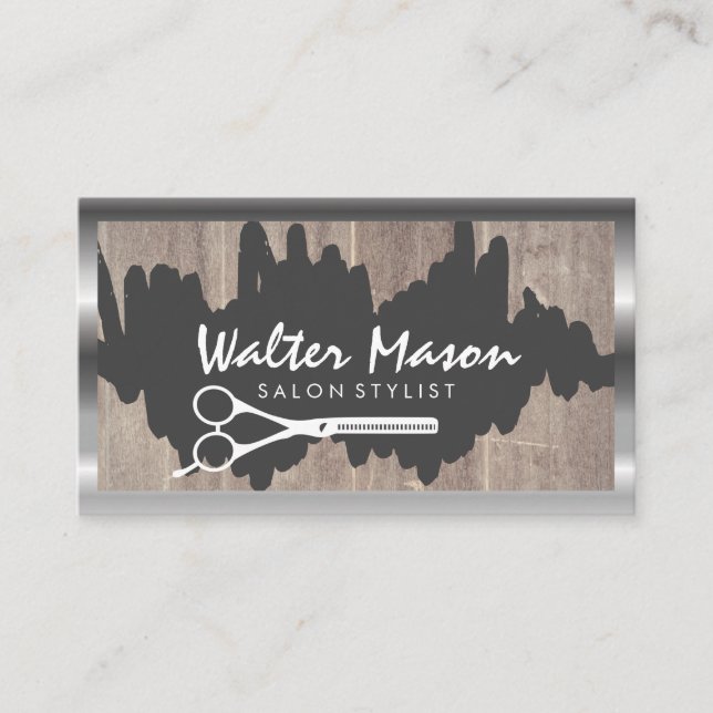Tarjeta De Visita Pincel artístico | Madera | Tijeras (Anverso)