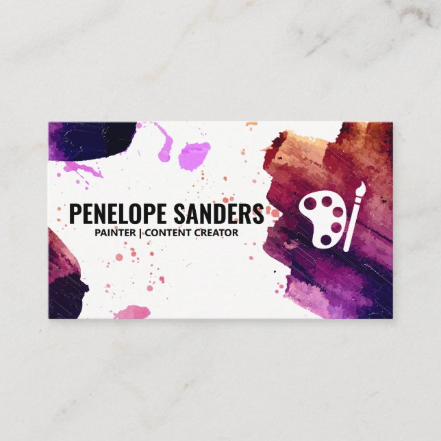 Tarjeta De Visita Pincel de color expresivo | Artista (Anverso)