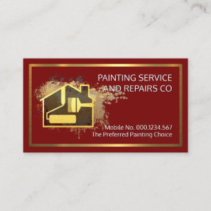 Tarjeta De Visita Pincel de pintura en casa sobre salpicadura de pin