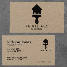 Tarjeta De Visita Pincel de pintura Kraft moderno + negro para casa