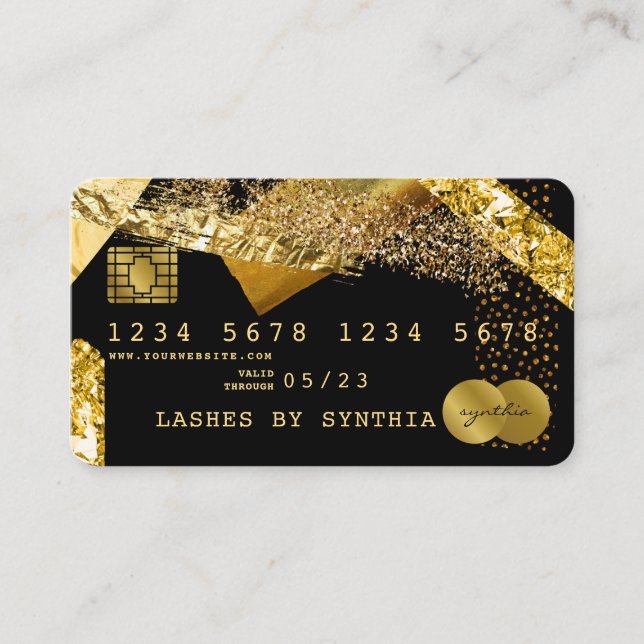 Tarjeta De Visita Pincel de Relieve metalizado dorado con estilo de  (Anverso)