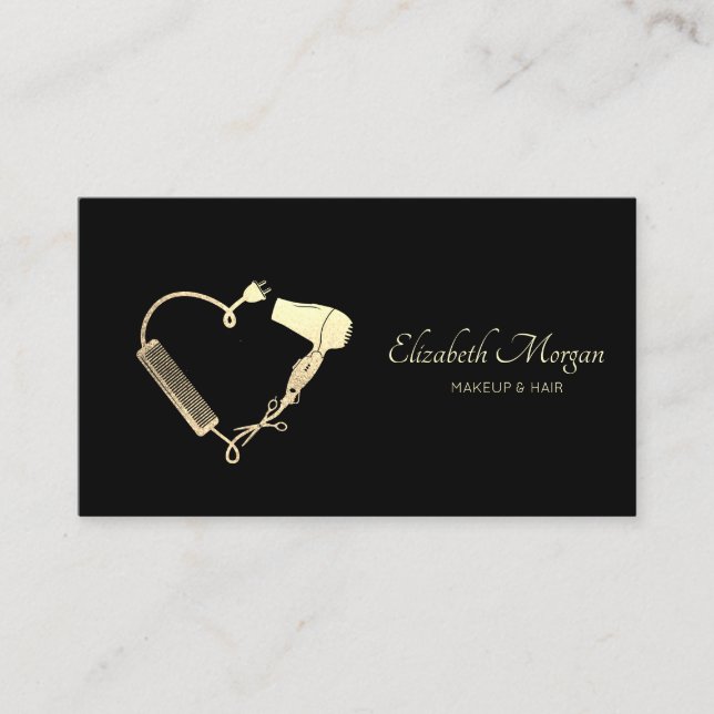 Tarjeta De Visita Pincel de secador de tijeras profesionales negro (Anverso)