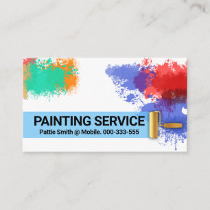 Tarjeta De Visita Pincel dorado de la bandeja de pintura colorida